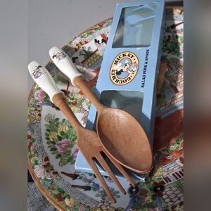 🔥NWT Vintage Disney CHEF Mickey Mouse Salad Serving Utensil  Set COLLECTIBLE